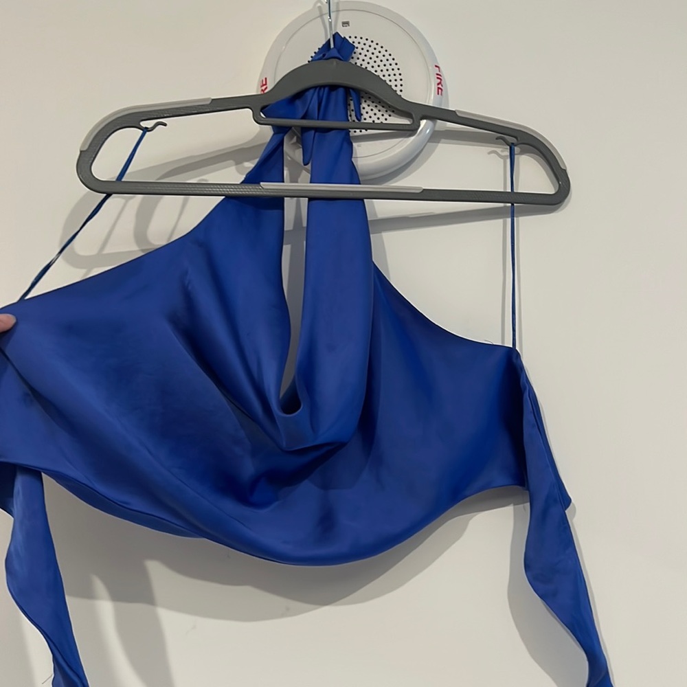 Blue silk crop top, size Medium from Zara